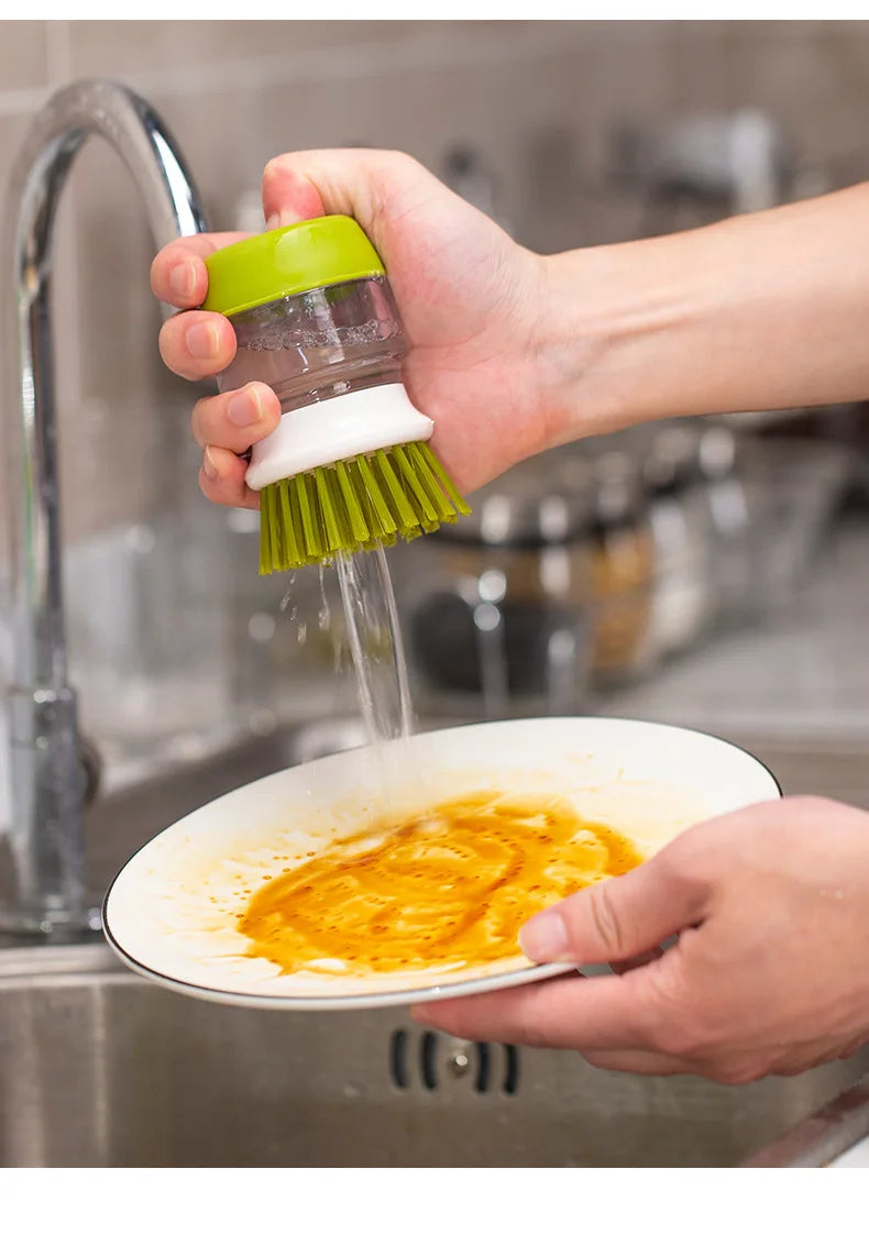 Juego de Cepillo para Lavar Platos Con Dispensador de Jabon y soporte de Almacenamiento, Cepillo de Cocina para Limpieza de Ollas y Fregaderos