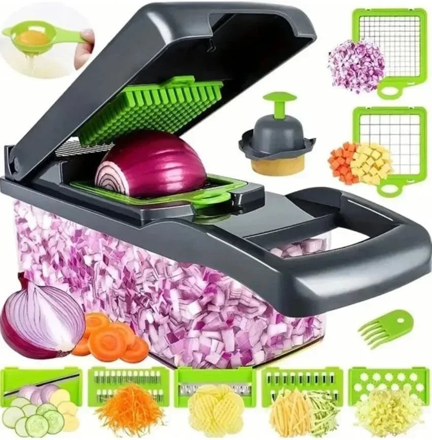 14/16 in 1  Multifuncional Cortador de Verdura Mandolina de Cocina Profesional - Manual Picador de Verduras Patatas Cebolla - Rallador Verduras y Queso ..